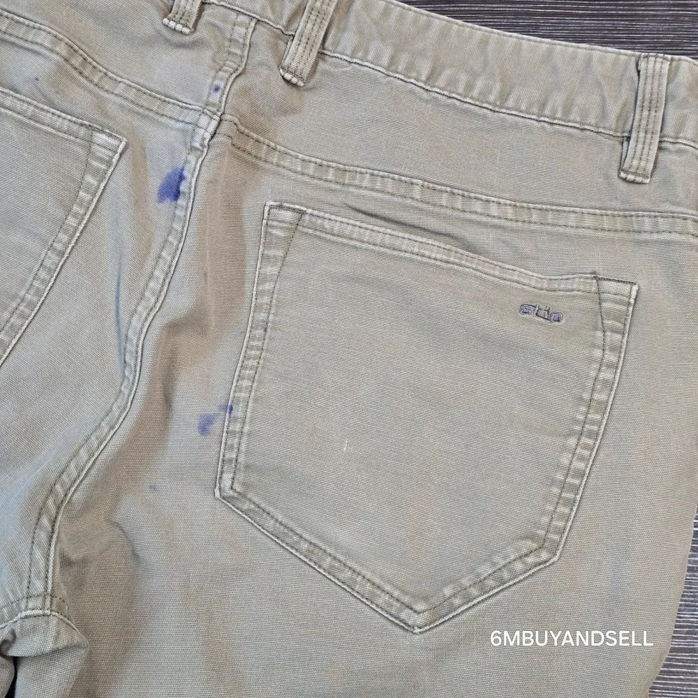 Stio Rivet Canvas Pants Mens 32S Khaki Tan Organic Cotton Stretch Outdoor 2335